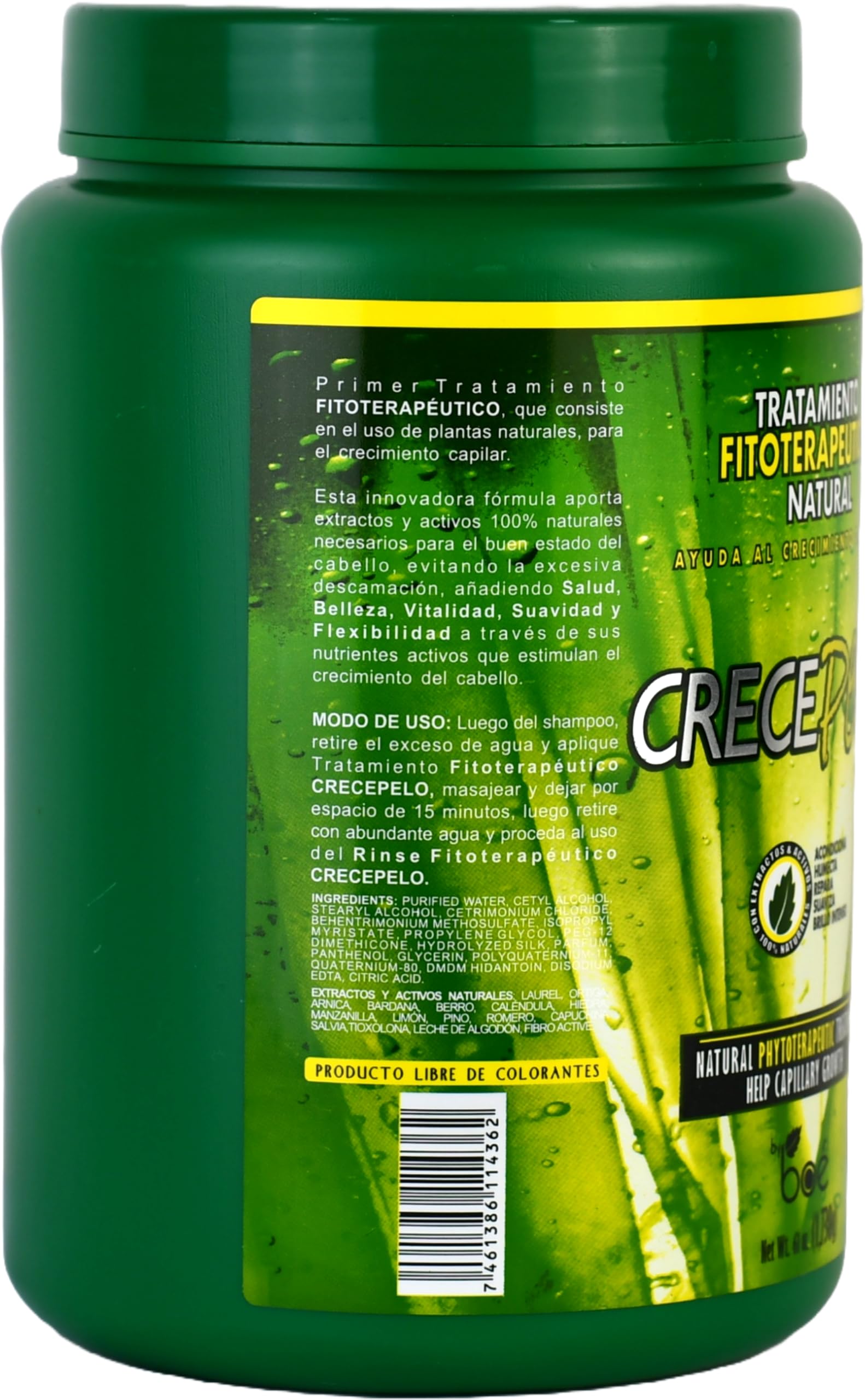 Crece Pelo natural phytotherapeutic packaging display for plant-based care