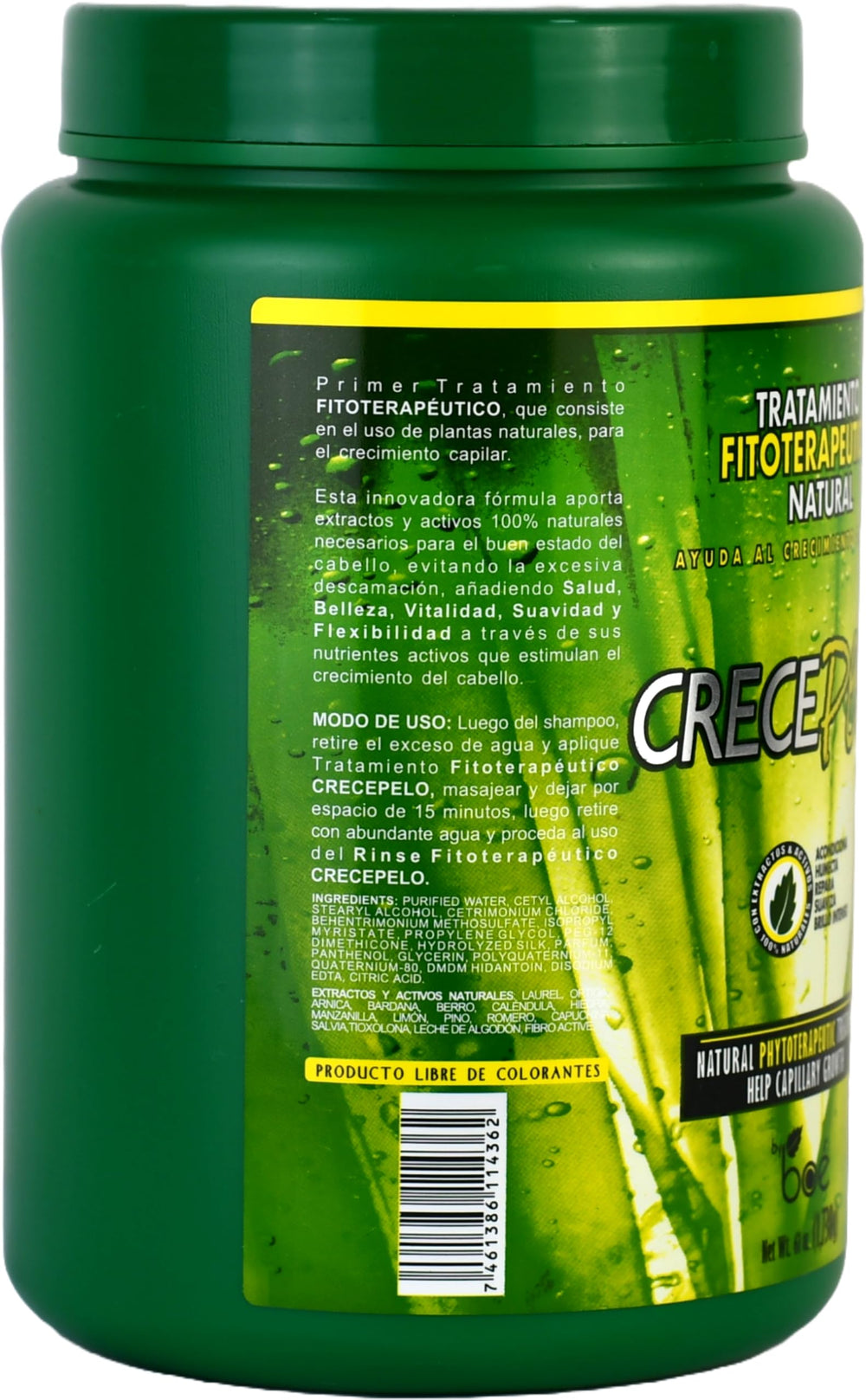 Crece Pelo natural phytotherapeutic packaging display for plant-based care