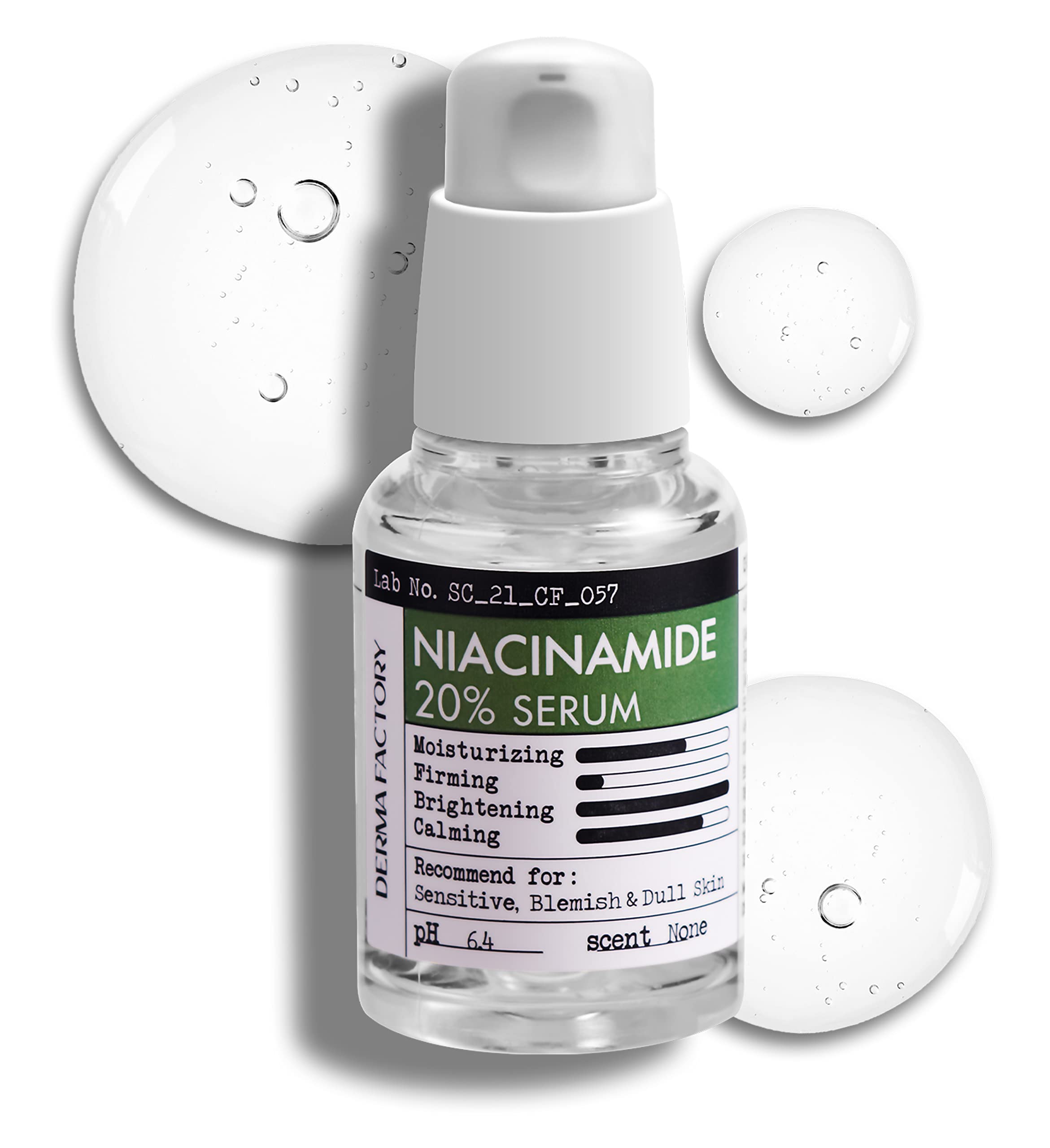 CrediThink Niacinamide 20% serum bottle with pump for pore refinement.