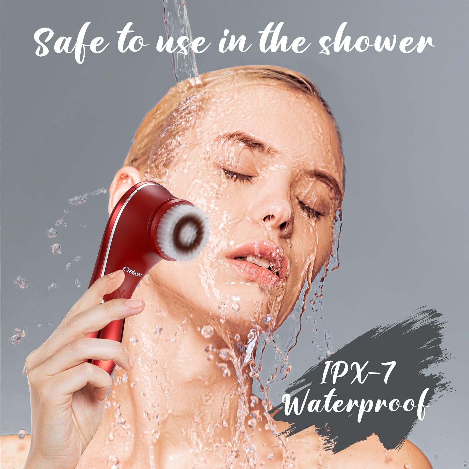 Crehora dual-speed rotation emphasized for gentle or deeper cleansing.