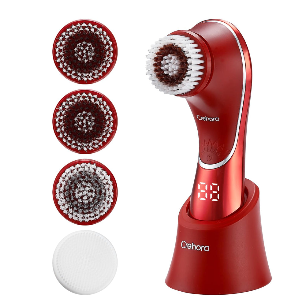 Crehora facial cleansing brush unit with interchangeable heads for versatile cleansing.