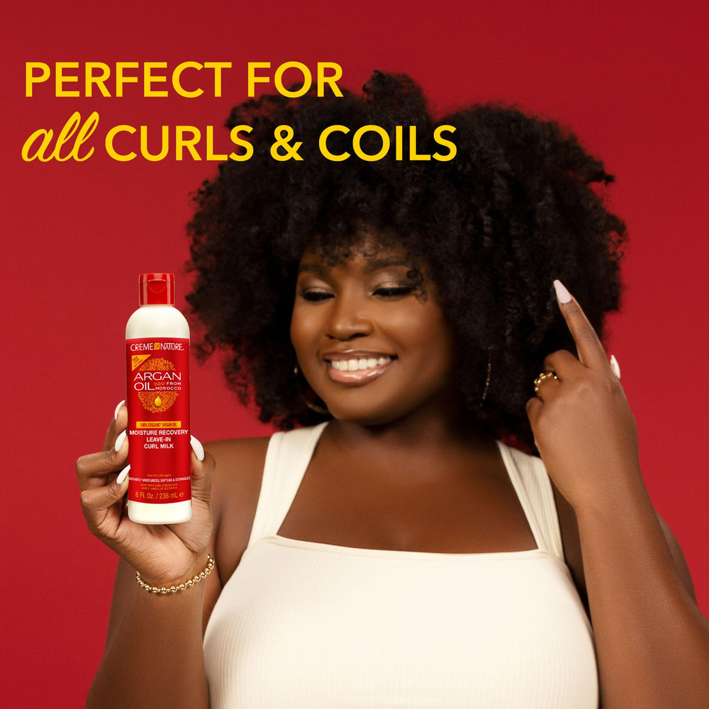 Creme of Nature Moisture Recovery Leave-In Curl Milk delivers shine and softness without heaviness