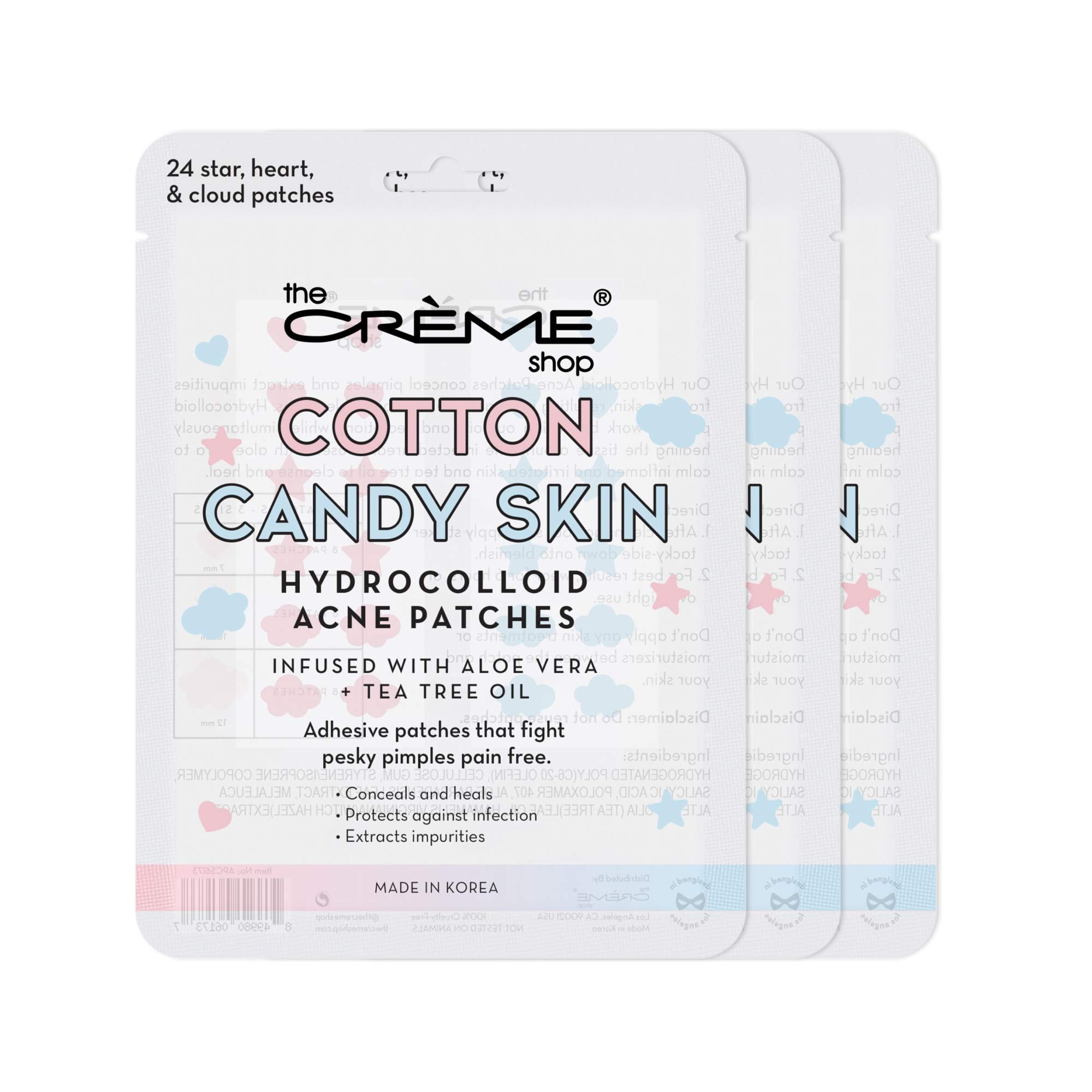The Crème Shop Cotton Candy Skin patches pack closeup for gentle acne care and impurity absorption