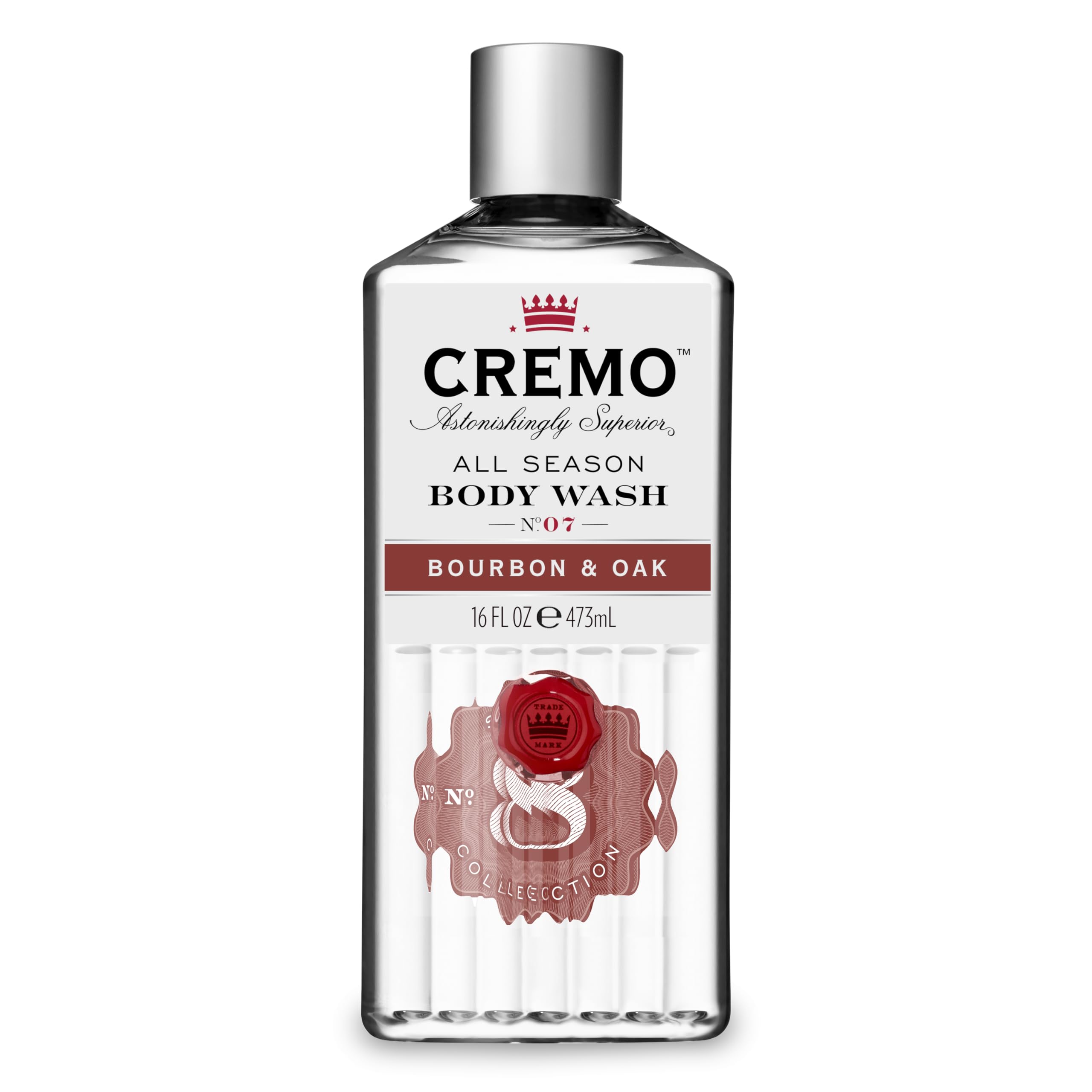 Cremo All Season Bourbon & Oak bottle with inviting aroma for an energizing shower