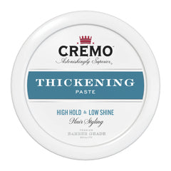 Cremo Barber Grade Thickening Paste pack shot for all-day hold and volume.