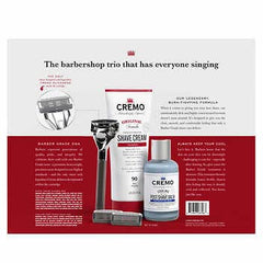 Cremo Barber Grade Shave Kit White shave cream jar highlights ultra-slick formula for smoother passes