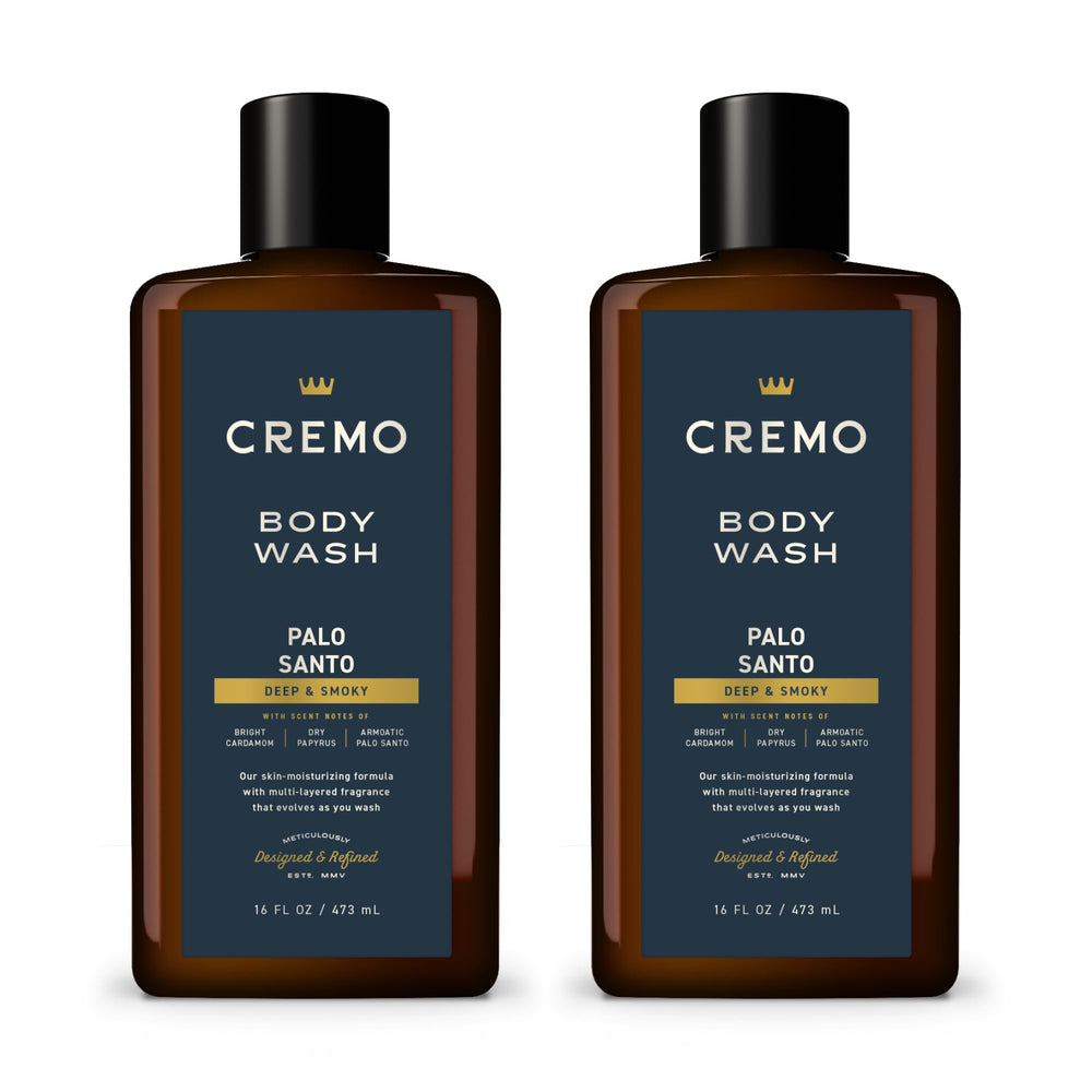 Cremo Rich-Lathering Palo Santo bottle delivering a balanced cleanse.