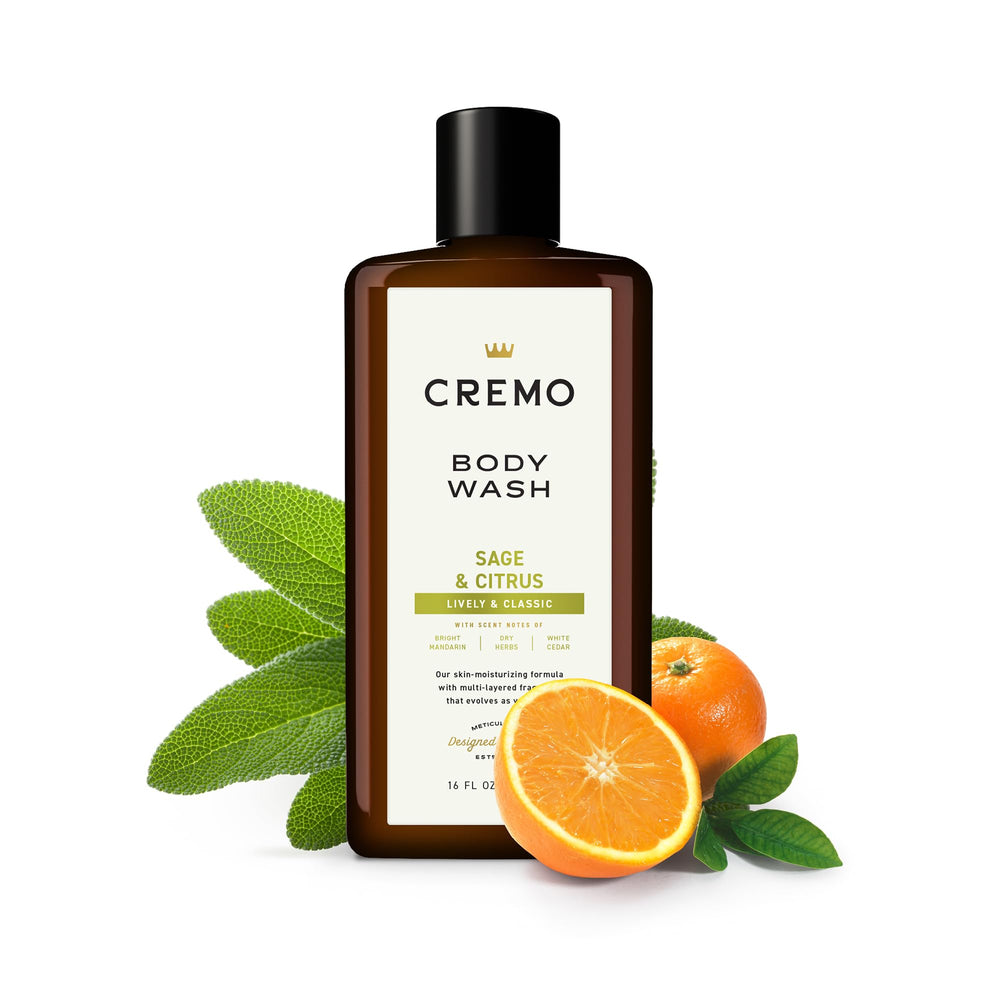 Cremo Rich-Lathering Sage & Citrus boutique-inspired pack-shot signaling premium quality
