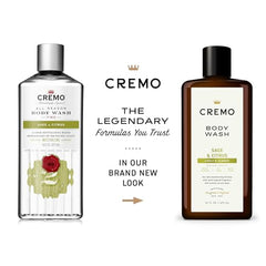 Cremo Rich-Lathering Sage & Citrus suds close-up highlighting creamy lather and herbal notes