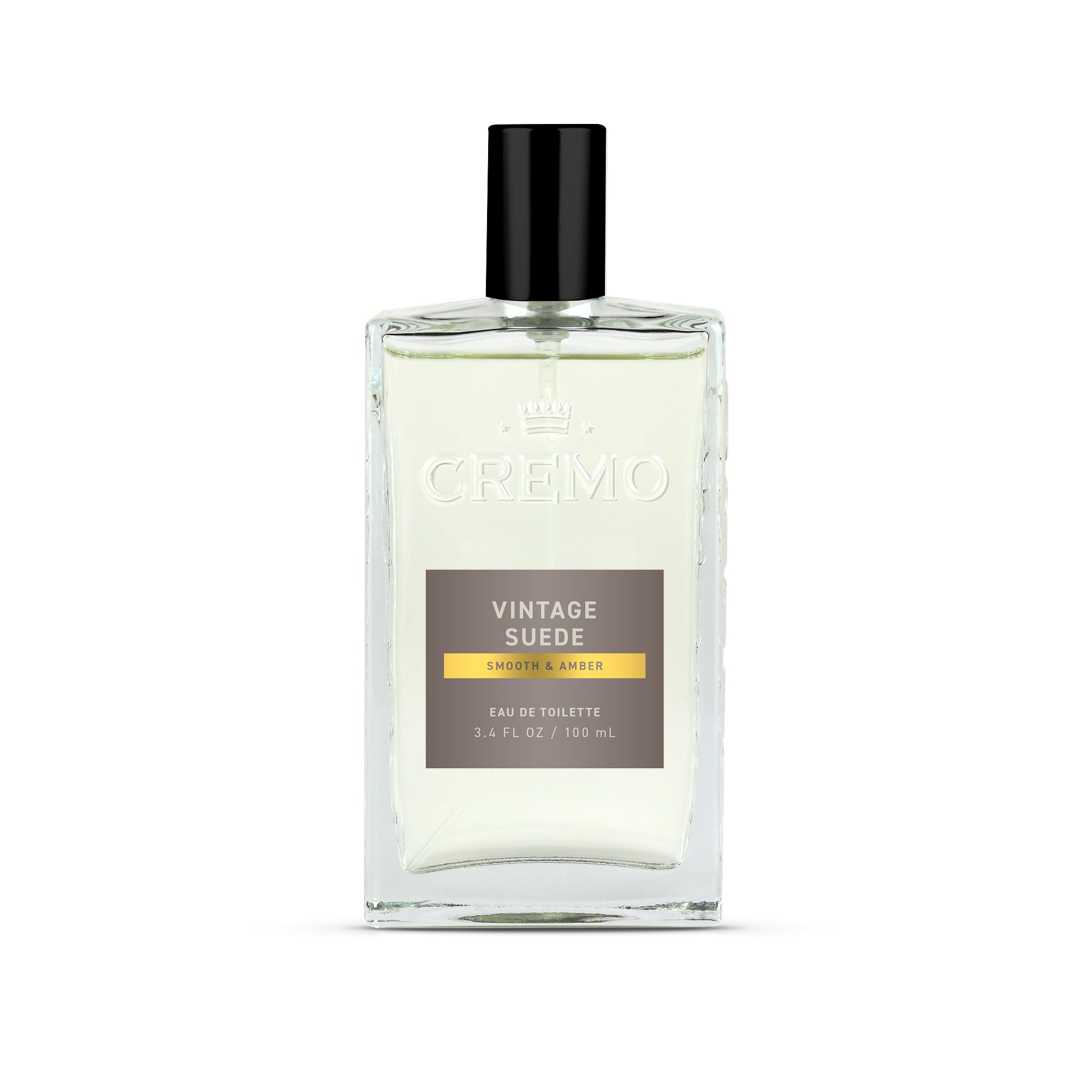 Cremo Vintage Suede Cologne bottle front view for everyday confidence