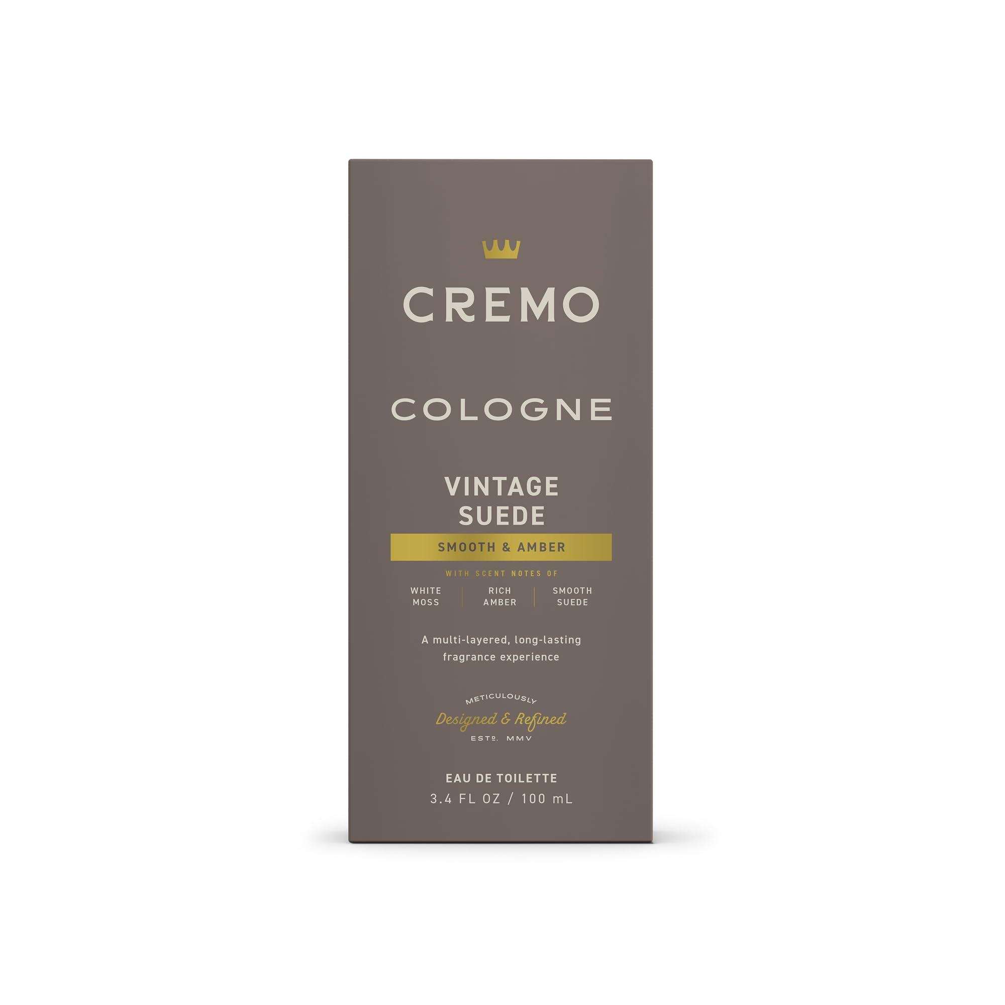 Cremo Vintage Suede cologne on skin demonstrates smooth fragrance release