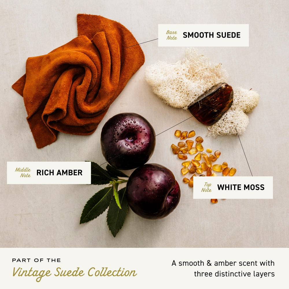 Cremo Vintage Suede packaging image shows TSA-friendly travel box