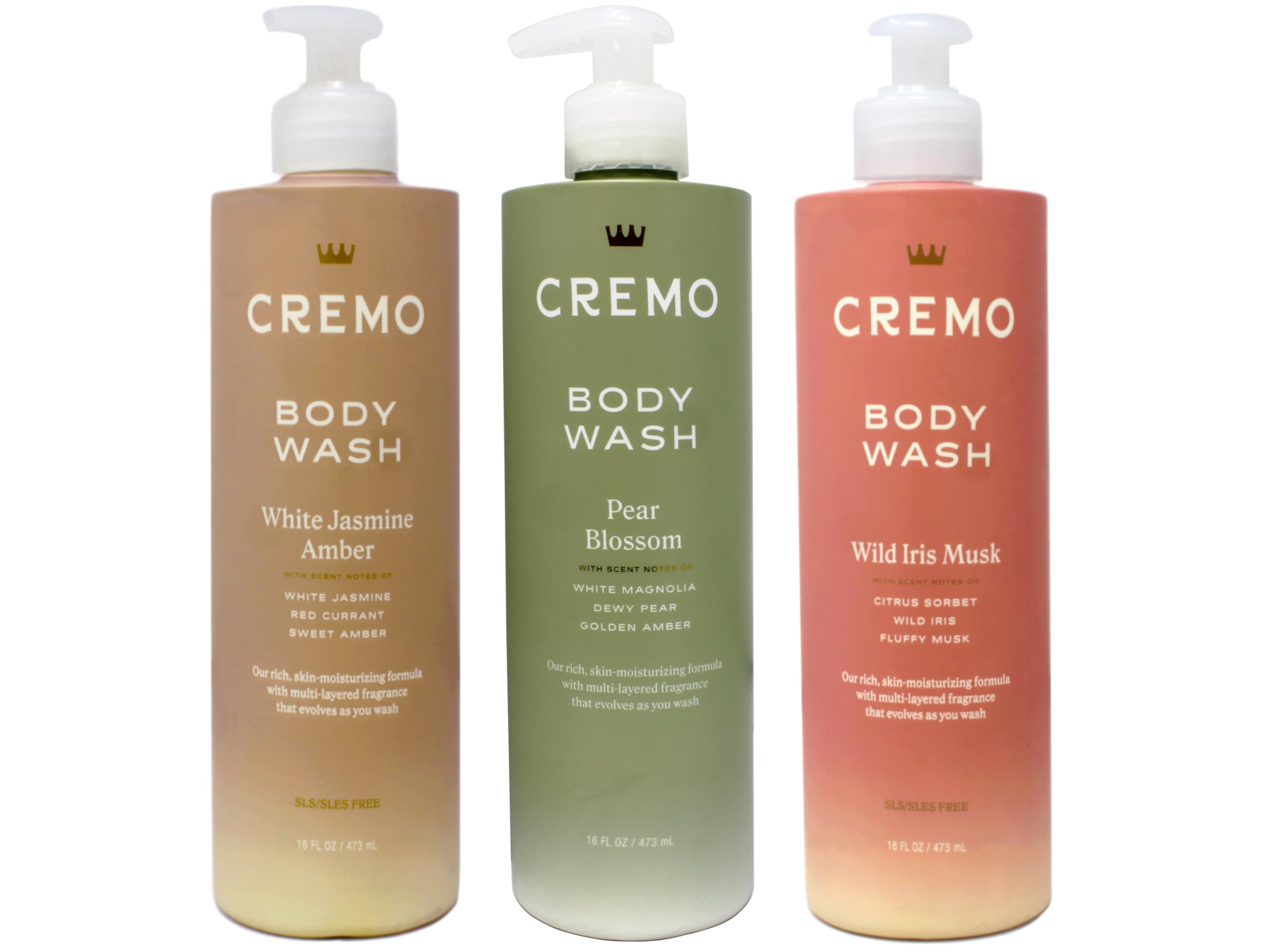 Cremo Women's Body Wash Set White Jasmine Amber bottle for spa-like cleanse