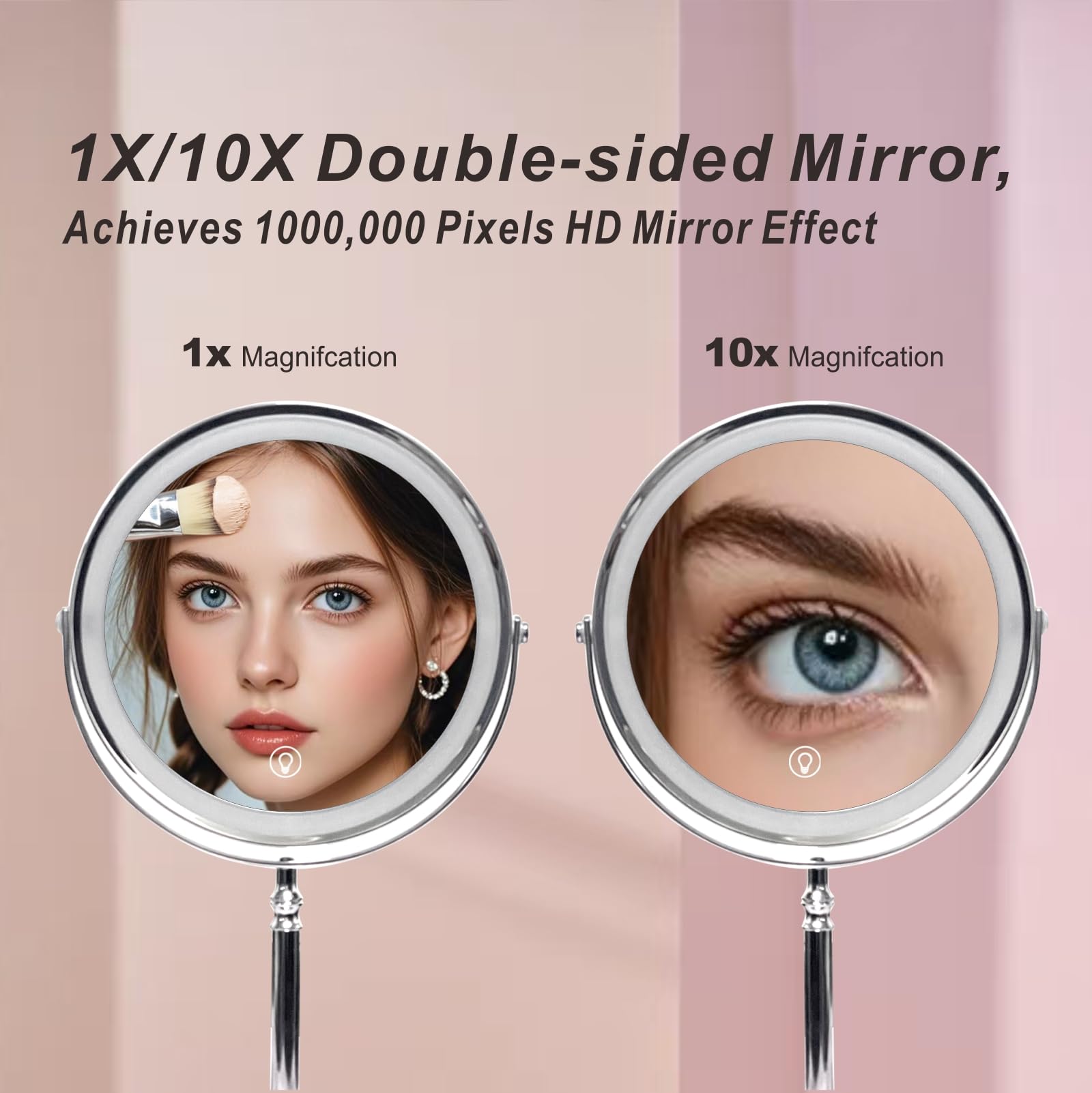 Creocasy makeup mirror with lights three-color LEDs support versatile lighting options.