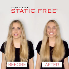 Cricket vented brush in red demonstrates quick drying and smooth styling during a blow-dry session.