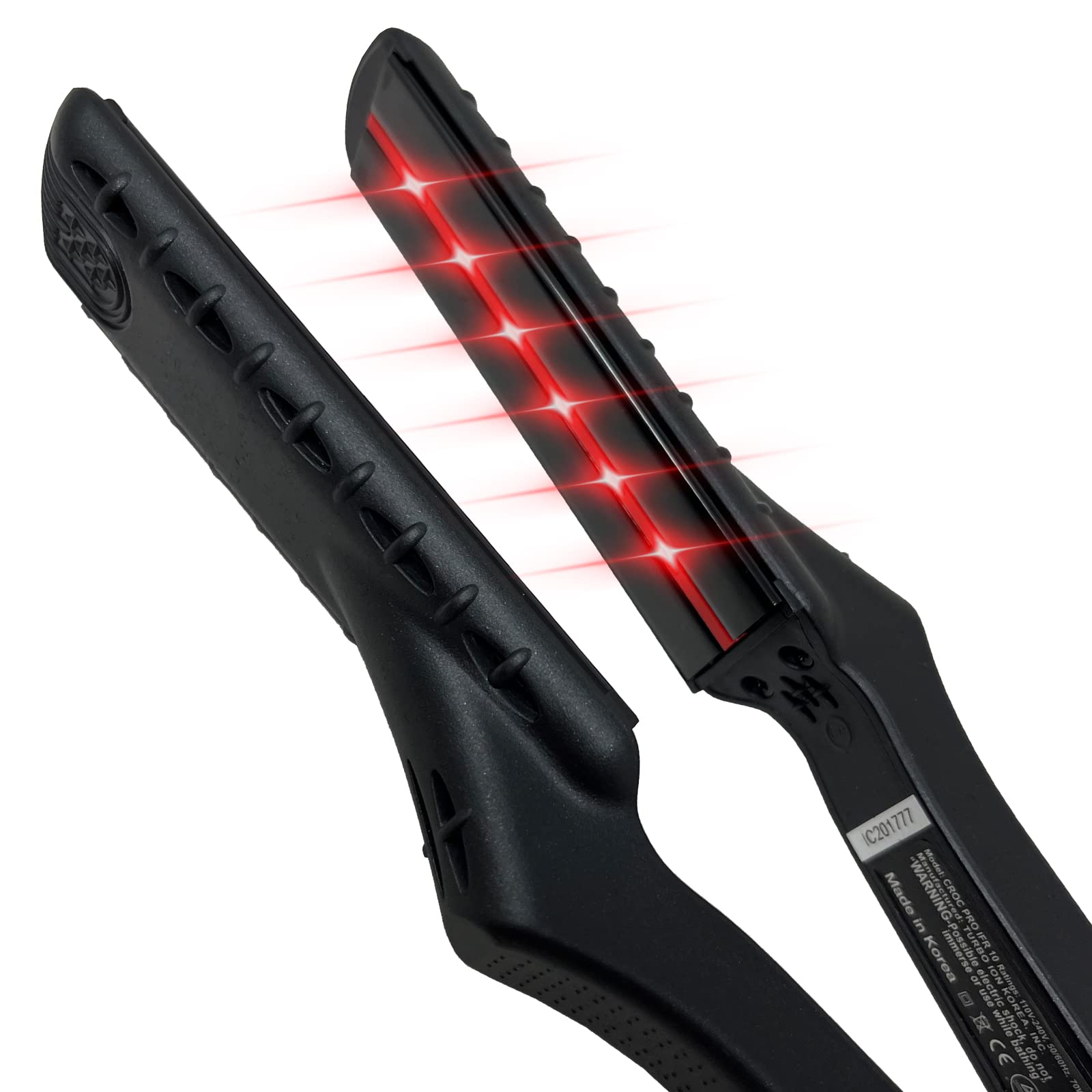 CROC Masters infrared flat iron auto shut-off image conveys safety after idle use