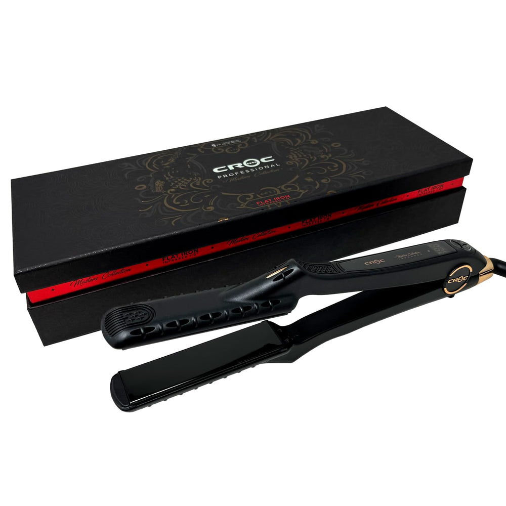 CROC Masters infrared flat iron digital display emphasizes precise temperature control