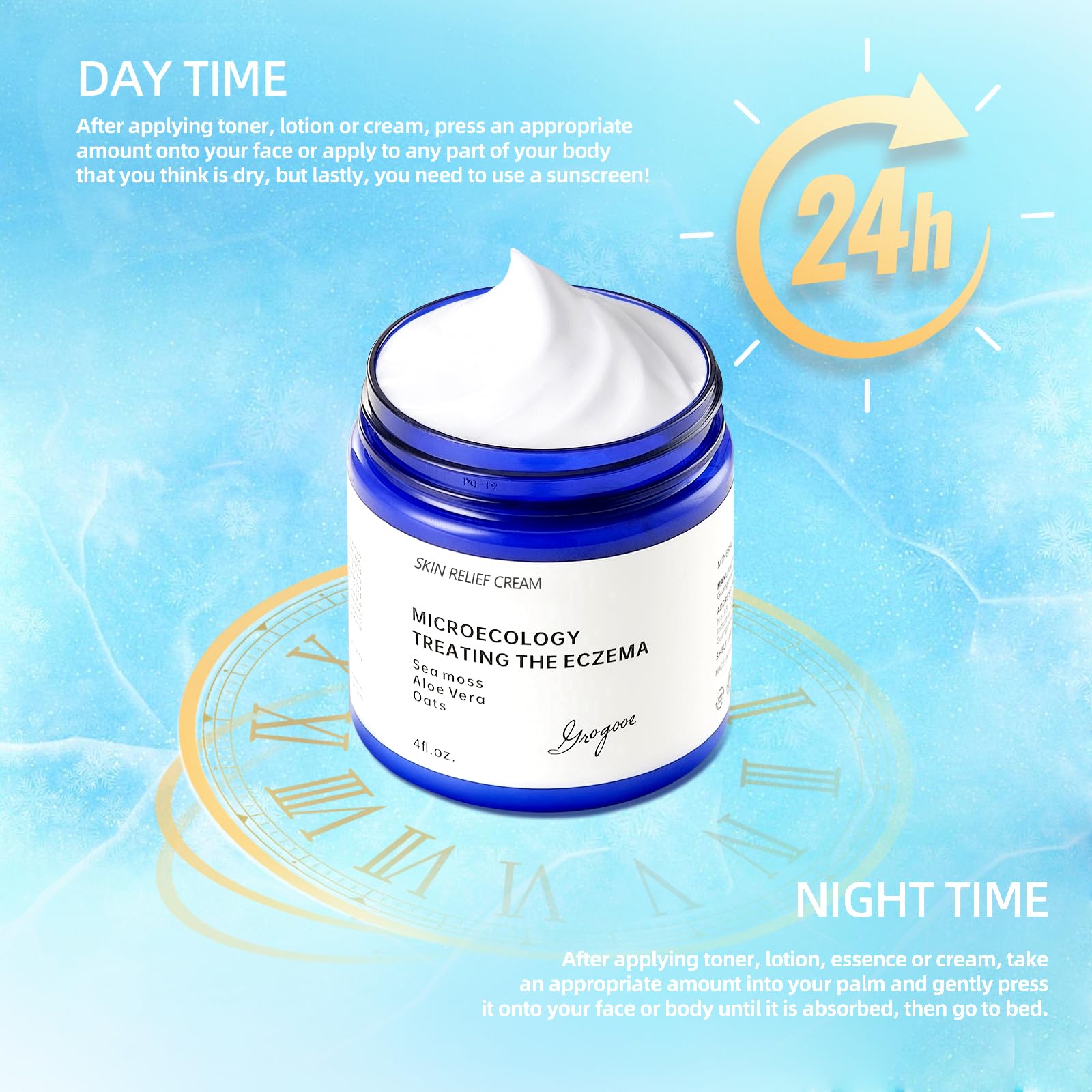 Crogooe hands applying cream demonstrates easy, all-over-body use for dryness