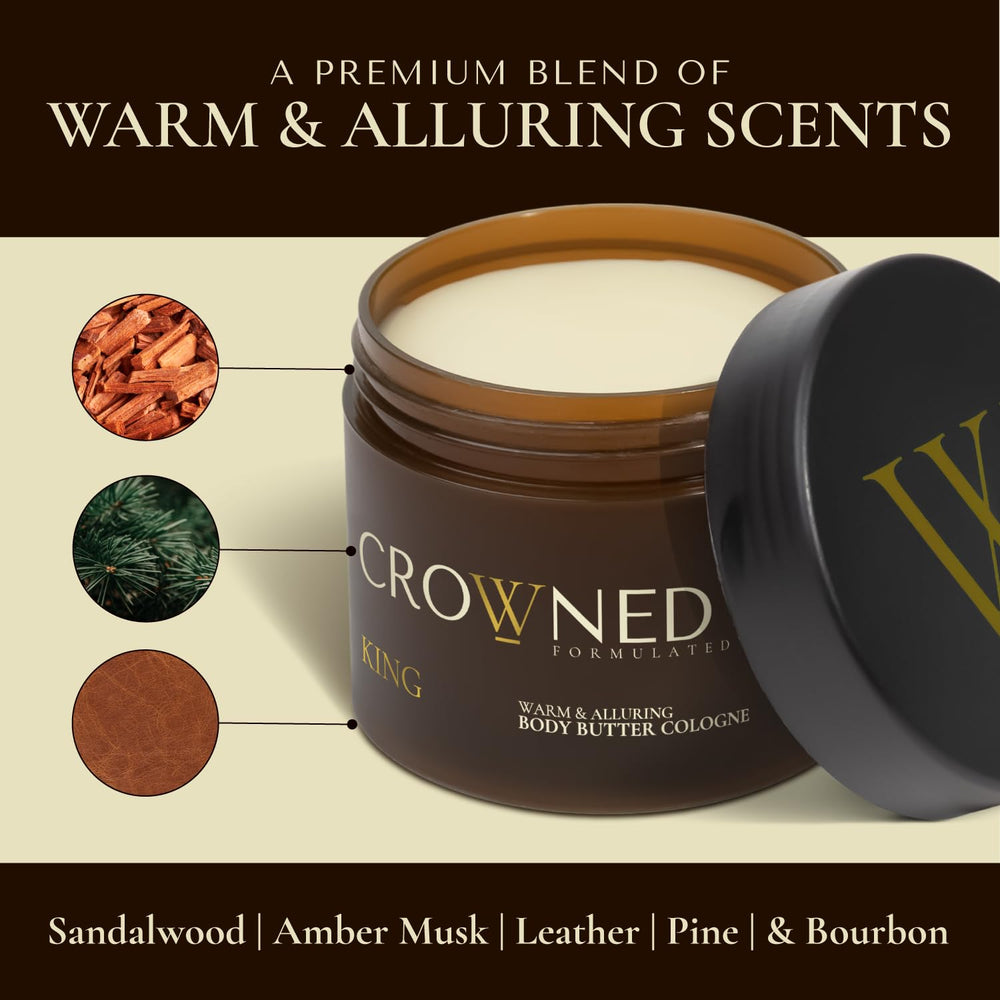 Crowned Skin King Cologned packaging display communicates premium hydration.