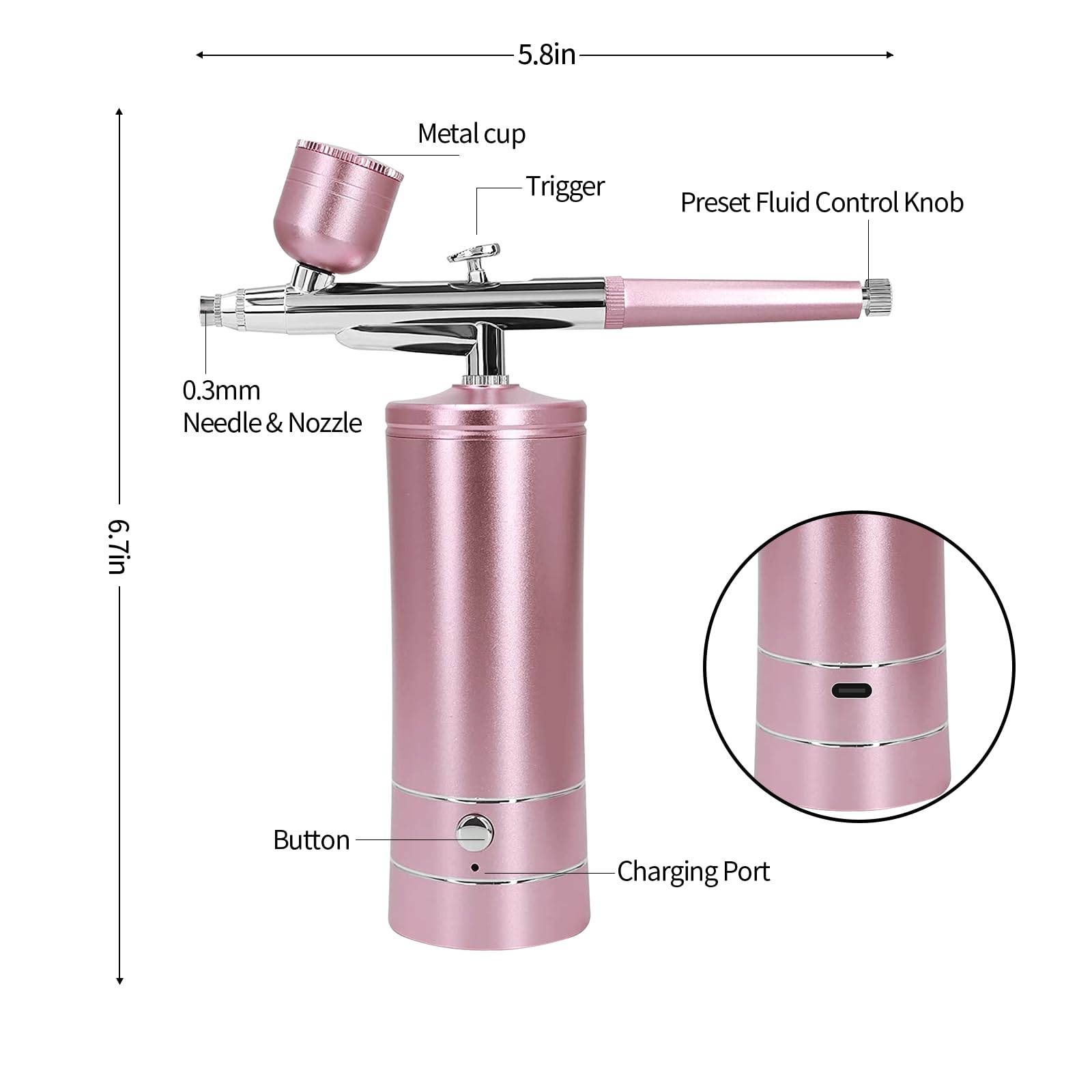 CRPEN airbrush kit pink nail art close-up for precise lines