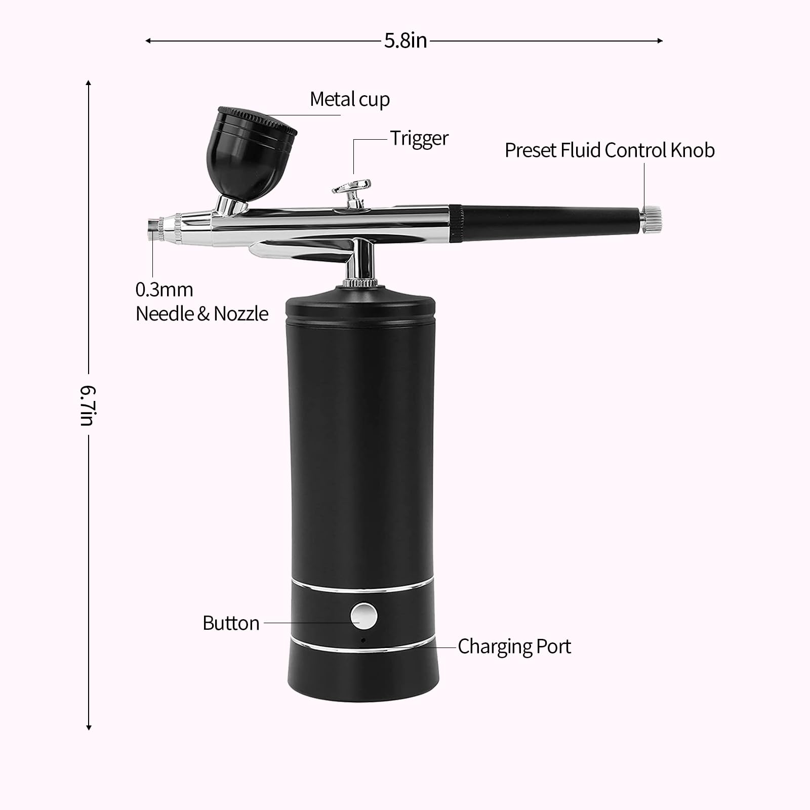 Crpen airbrush kit with three cups for versatile projects.