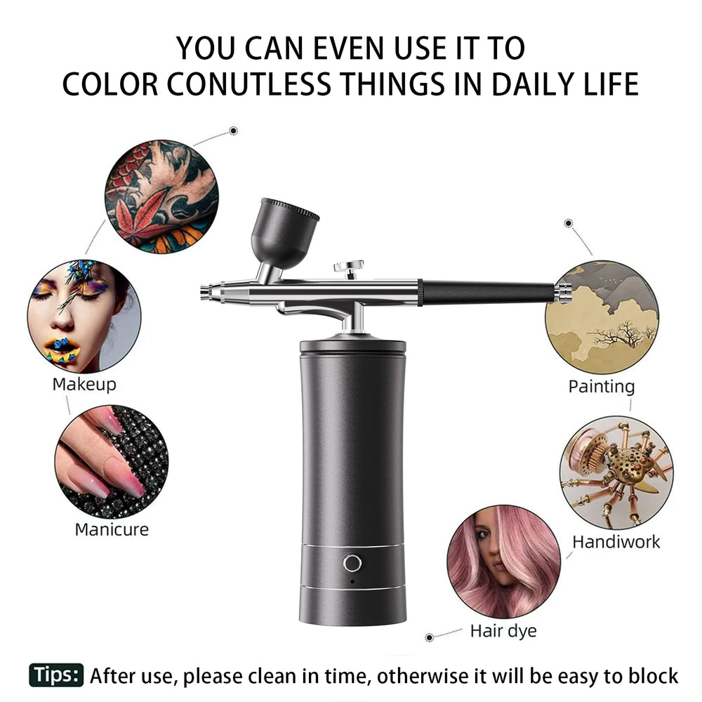 crpen airbrush for makeup applications delivering even, adjustable spray.