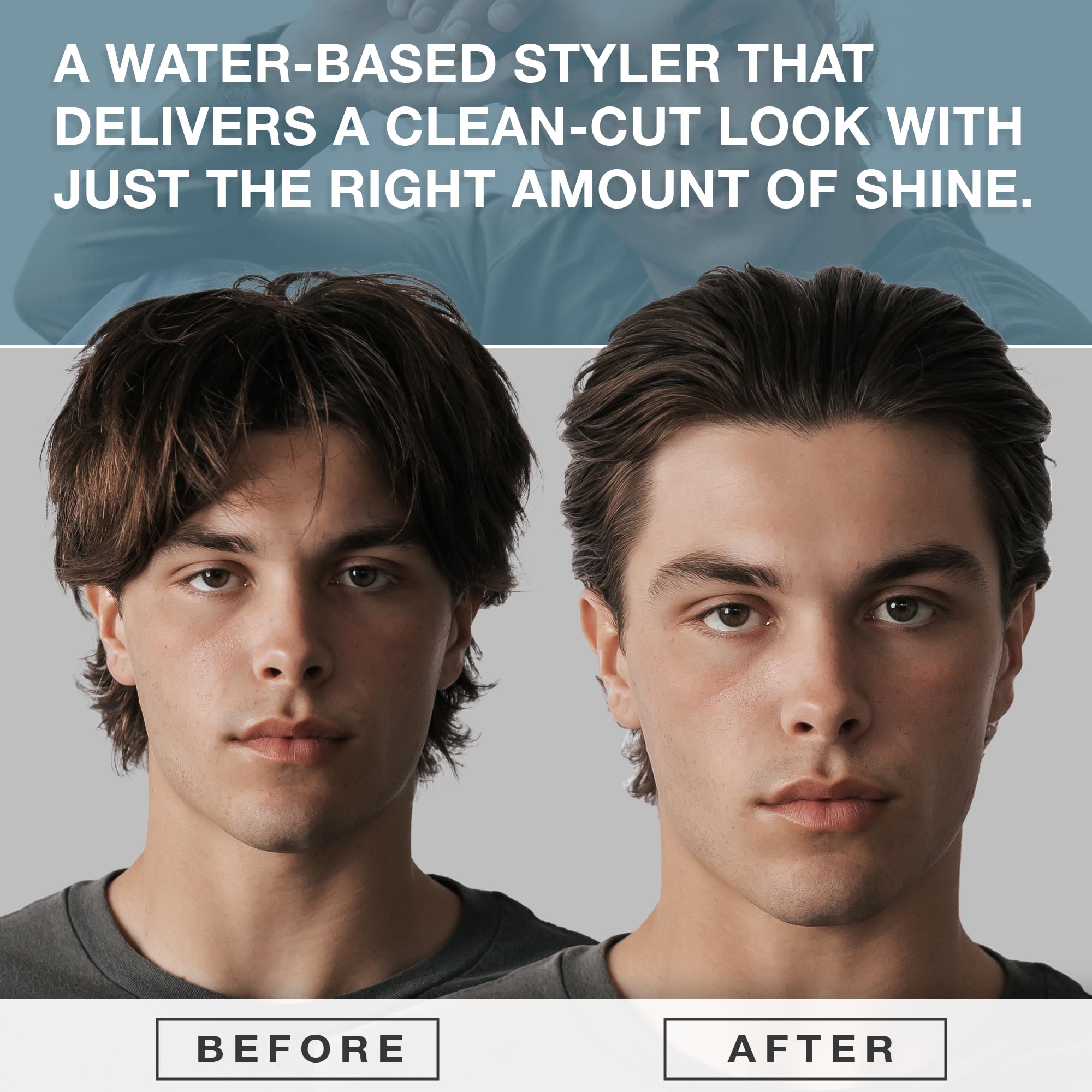 Hair Craft Co. CRVFT pomade applied to damp hair demonstrates controlled hold.