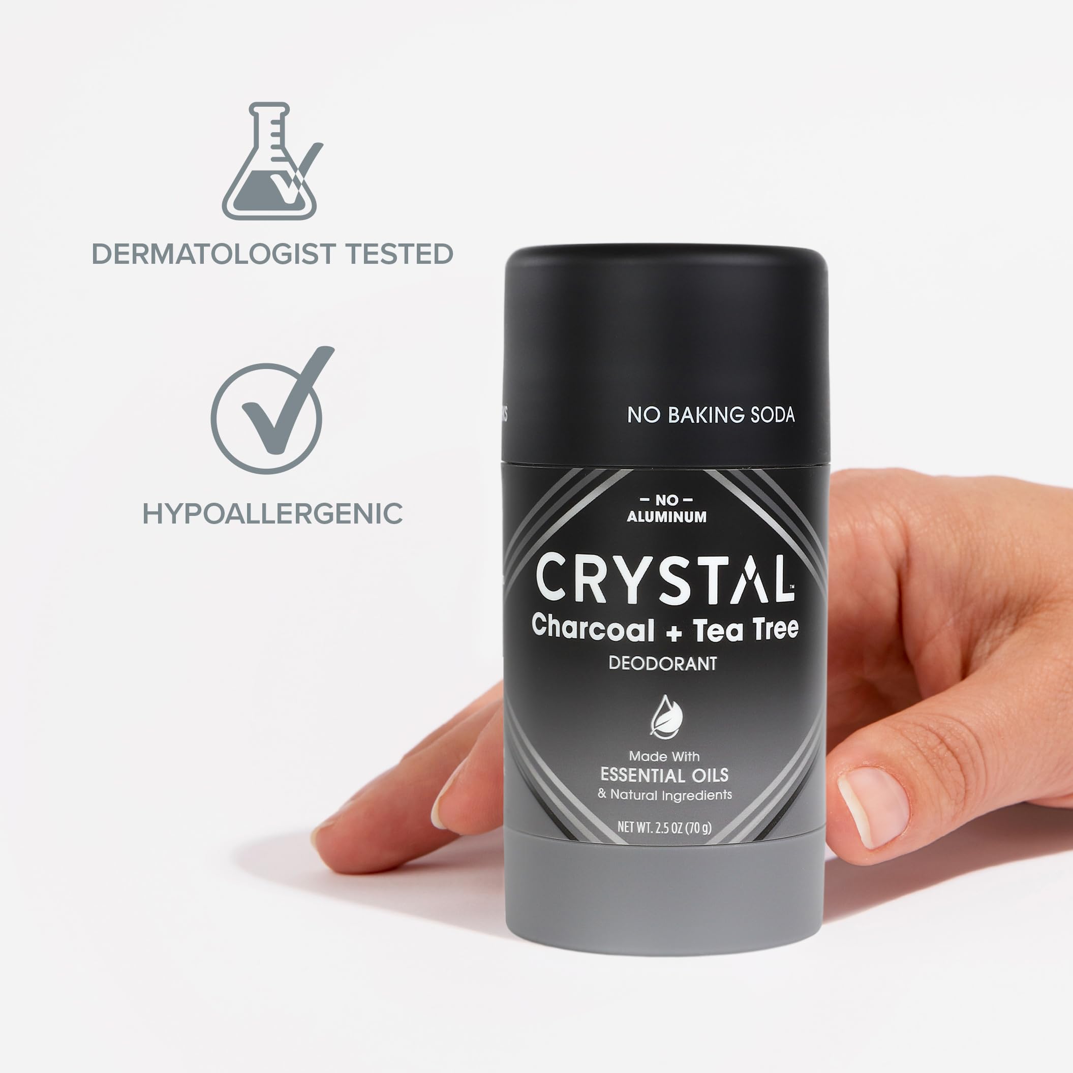 Crystal Essence skin closeup emphasizes skin-friendly feel for all skin types.