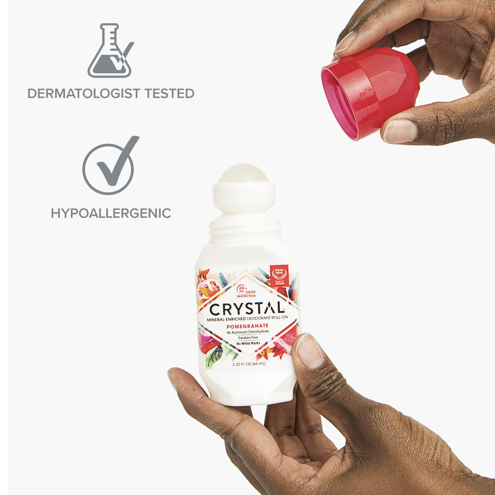Crystal Essence Clean Label badge reinforces purity and safety.