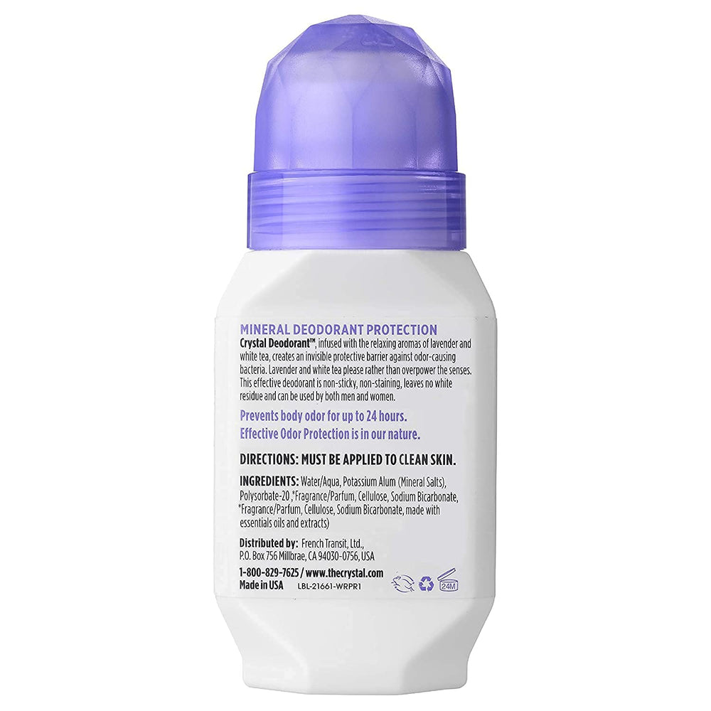 Crystal Essence CRYSTAL lavender-white-tea scent closeup suggests calming aromatics with odor prevention.