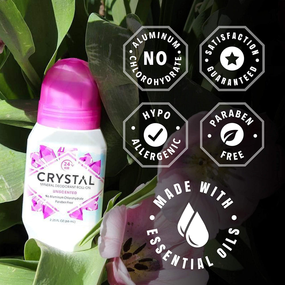 Crystal Essence unscented deodorant leaves no visible streaks on skin