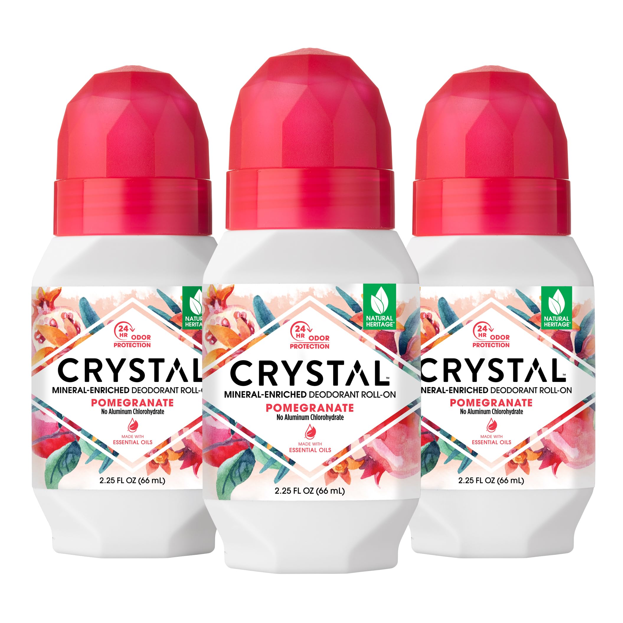 Crystal Essence Pomegranate packaging for mineral deodorant offers easy daily use and freshness.
