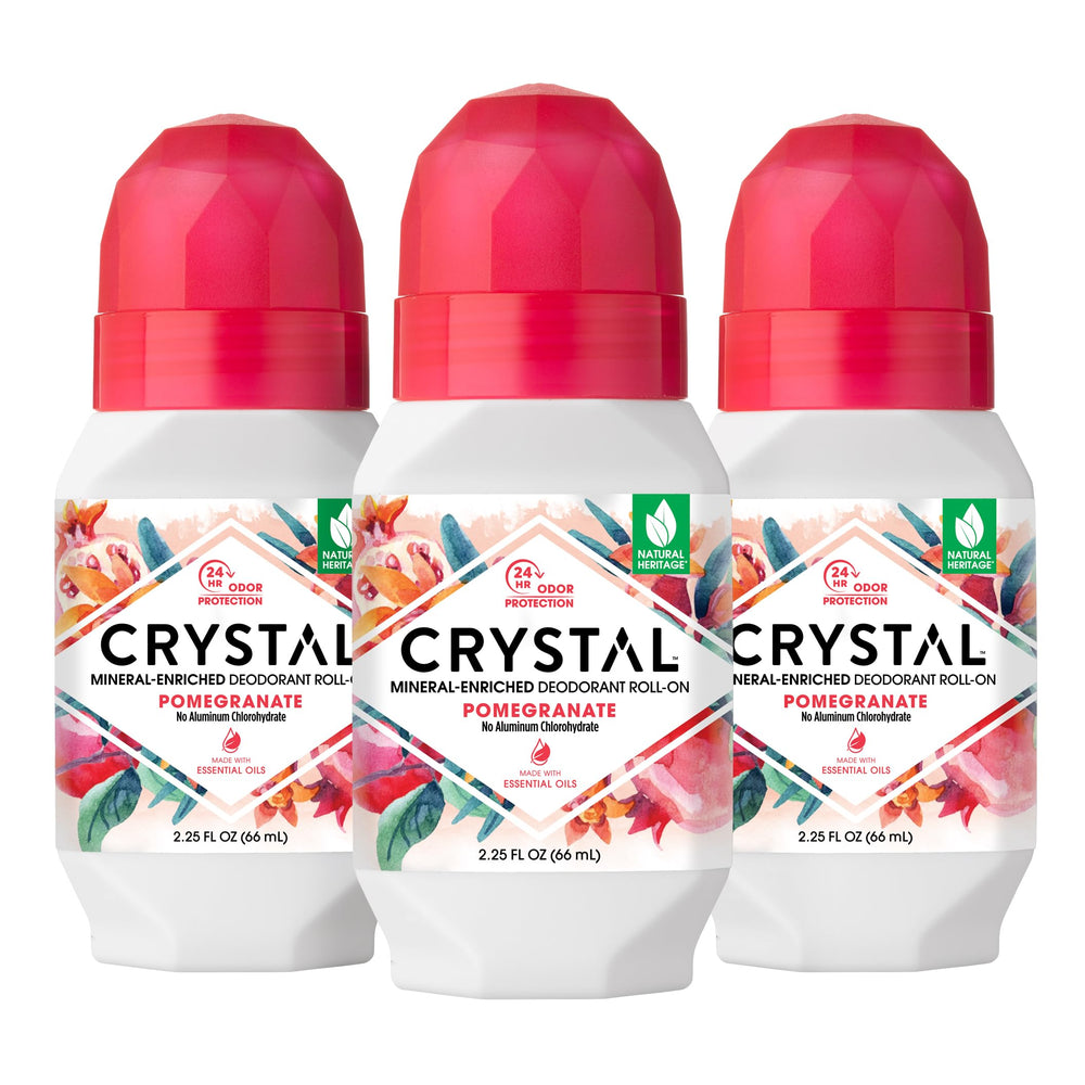 Crystal Essence Pomegranate packaging for mineral deodorant offers easy daily use and freshness.