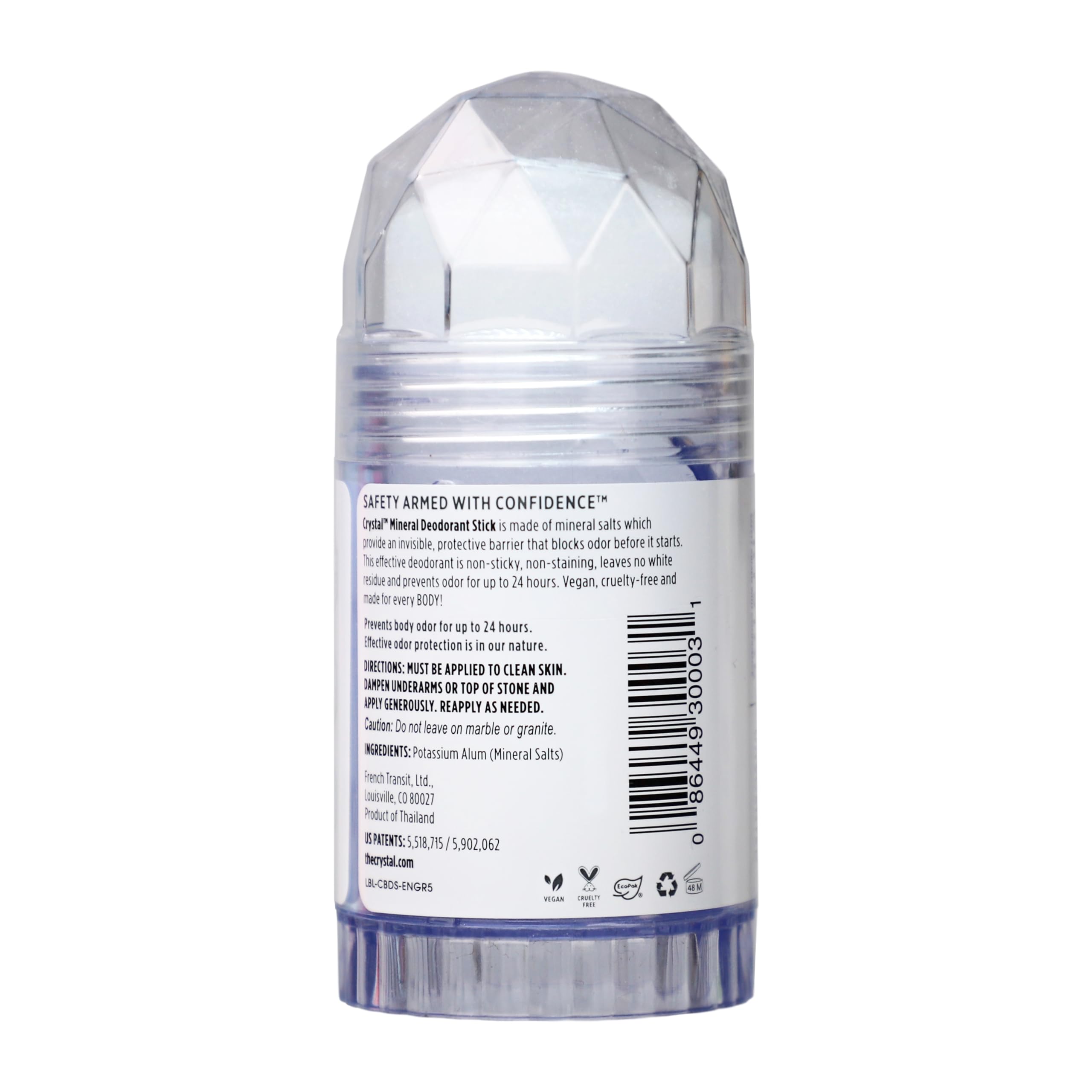 Crystal Essence deodorant on skin—comfortable all-day wear with mineral-based protection.