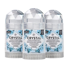 Crystal Essence unscented mineral deodorant stick 3-pack box—natural odor protection all day.