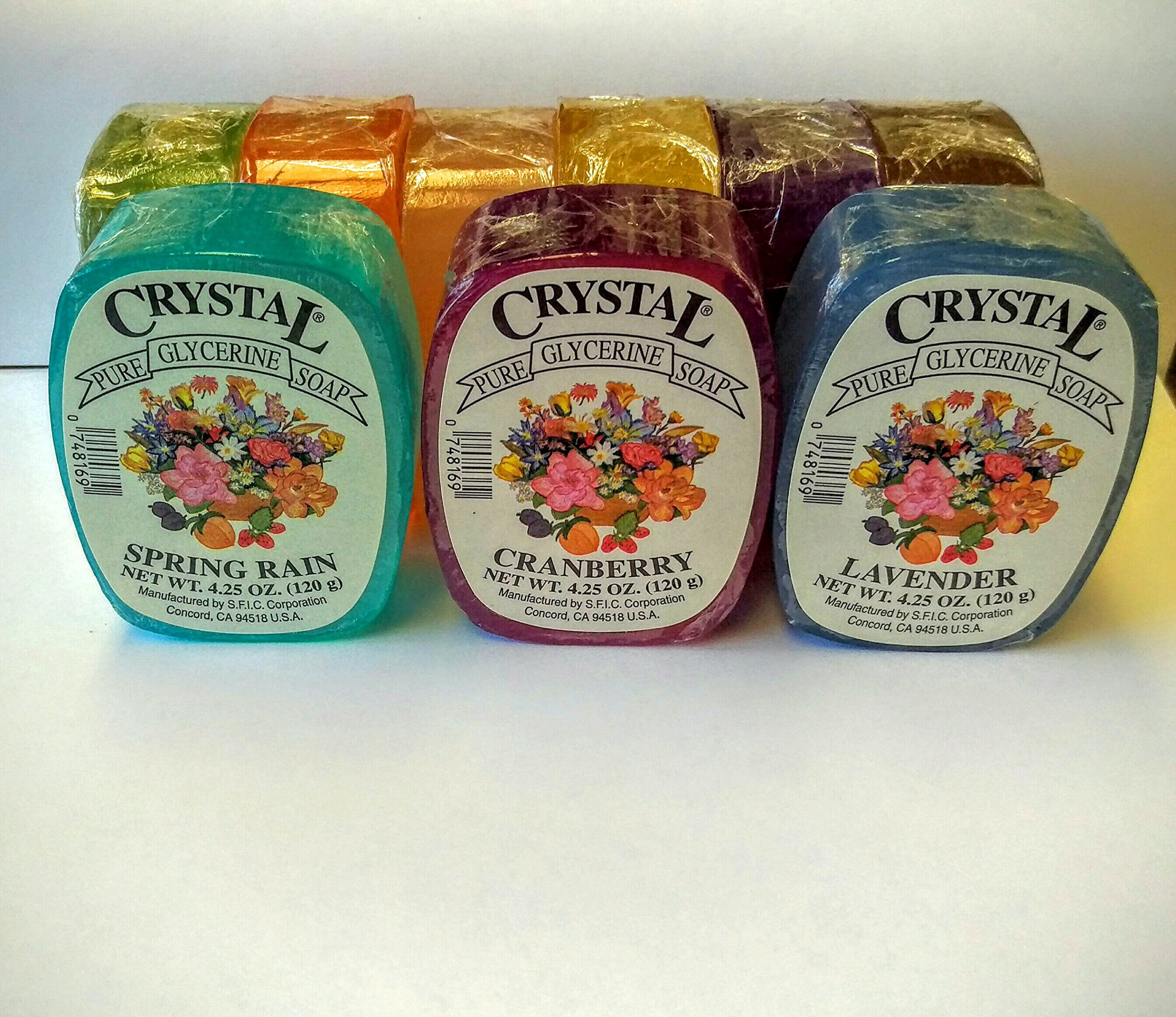 Crystal glycerine soap bars 24-fragrances display-variety - eye-catching bars for gifting.