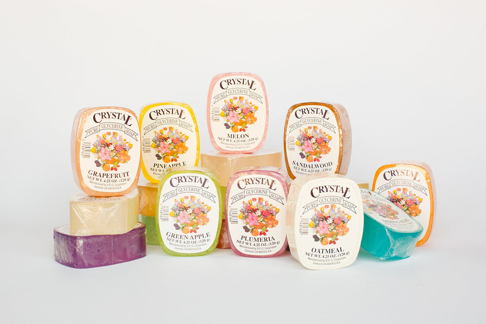 Crystal glycerine soap bars 24-fragrances pack - colorful, gentle cleansing.