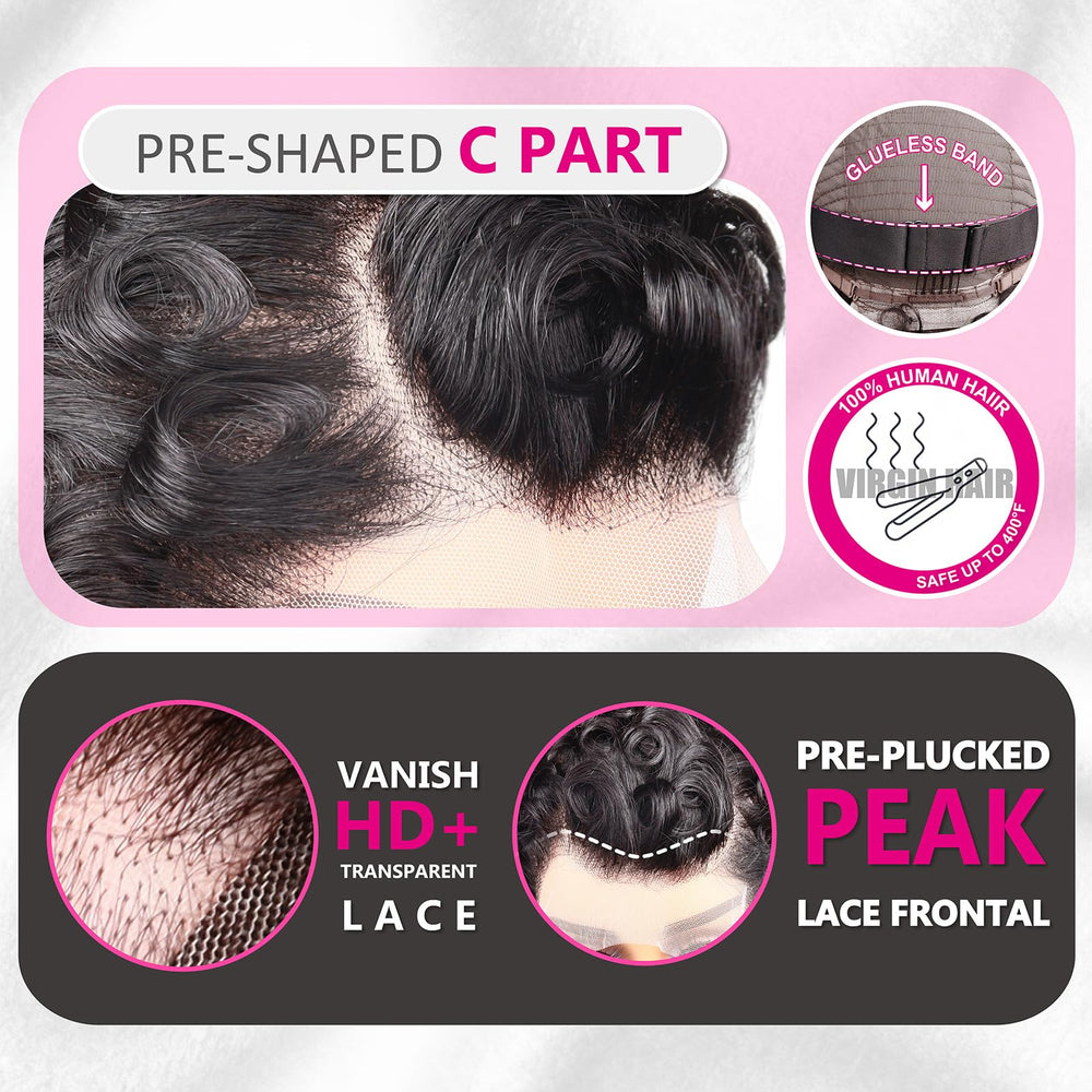 CrystalHair pre-plucked hairline closeup suggests easy, natural-looking styling possibilities.