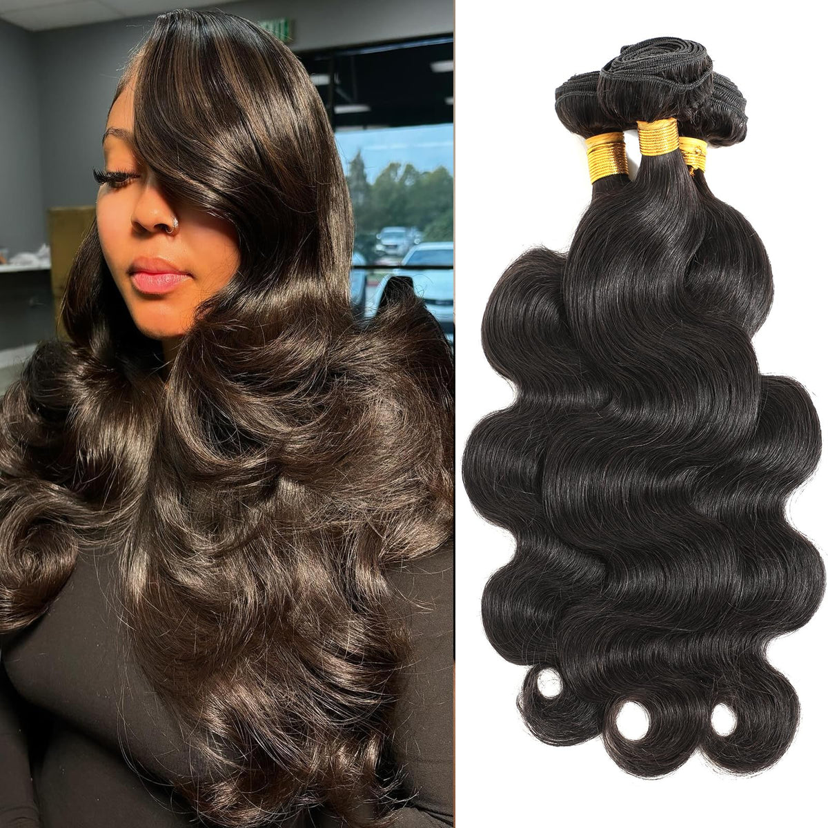 CSCHS 12A body wave bundles 14-inch closeup weft for natural fullness