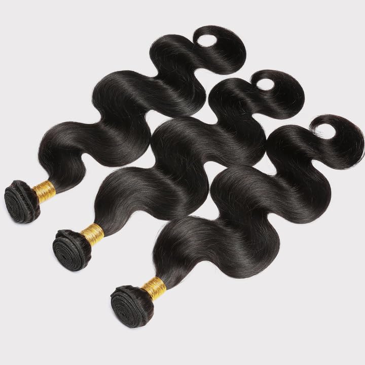CSCHS Body Wave Bundles natural black 18-inch silky texture for versatile daily wear.