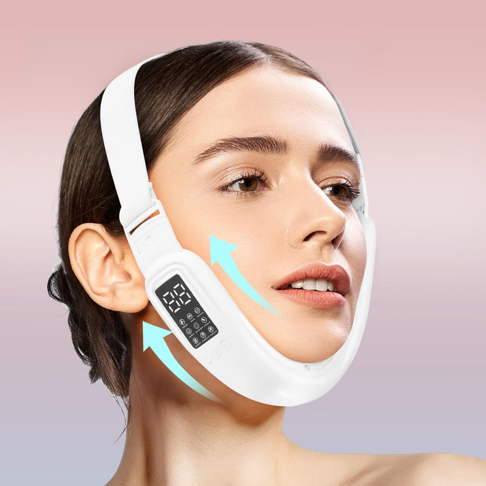Cteart double chin device used while watching TV for easy treatment.