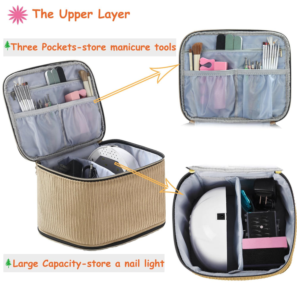 CTWWFS corduroy nail polish organizer portable handle enables easy commuting.