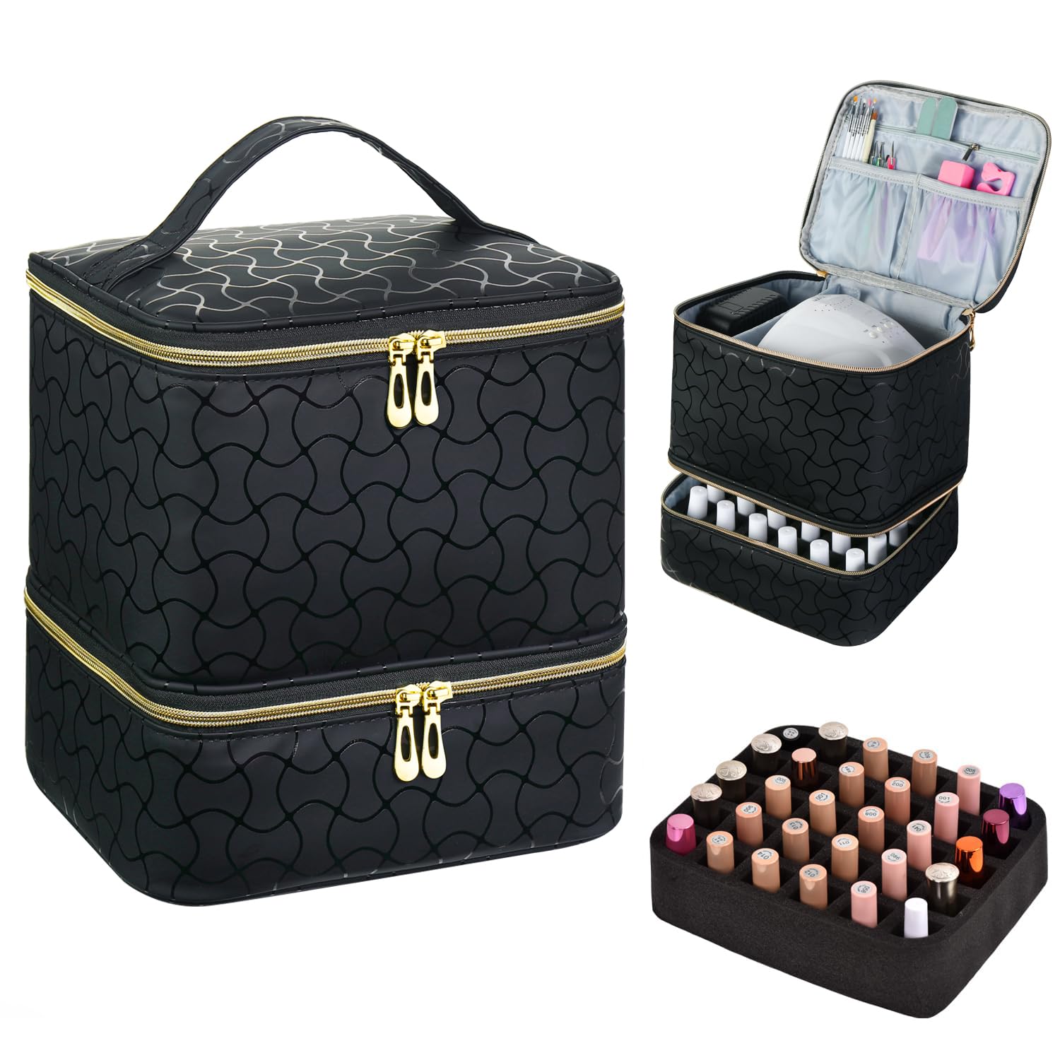 CTWWFS Nail Polish Organizer front view shows durable PU leather for daily use