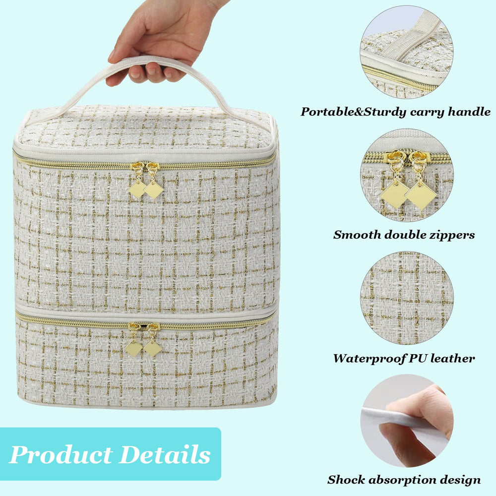CTWWFS nail-polish-organizer-case interior illustrates lamp space and divider for flexible configuration.