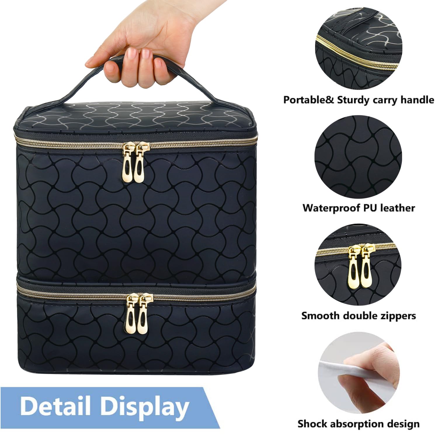 CTWWFS Nail Polish Organizer upper-layer compartments keep tools neatly organized