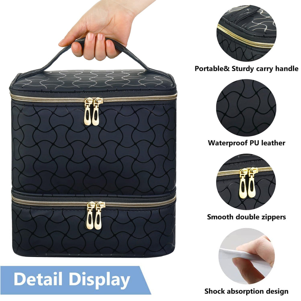 CTWWFS Nail Polish Organizer upper-layer compartments keep tools neatly organized