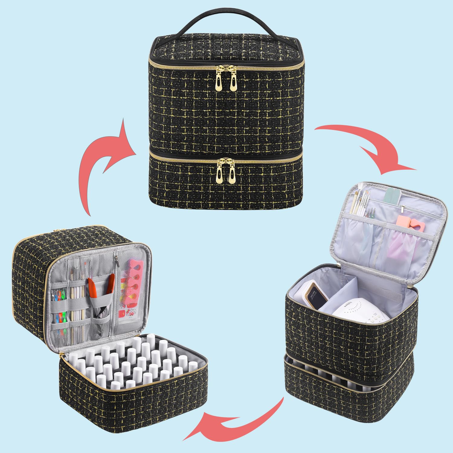 CTWWFS-travel-friendly-nail-polish-case emphasizes sturdy handle for easy transport