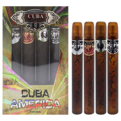 Cuba America 4-piece set black bottles shown for long-lasting everyday scent