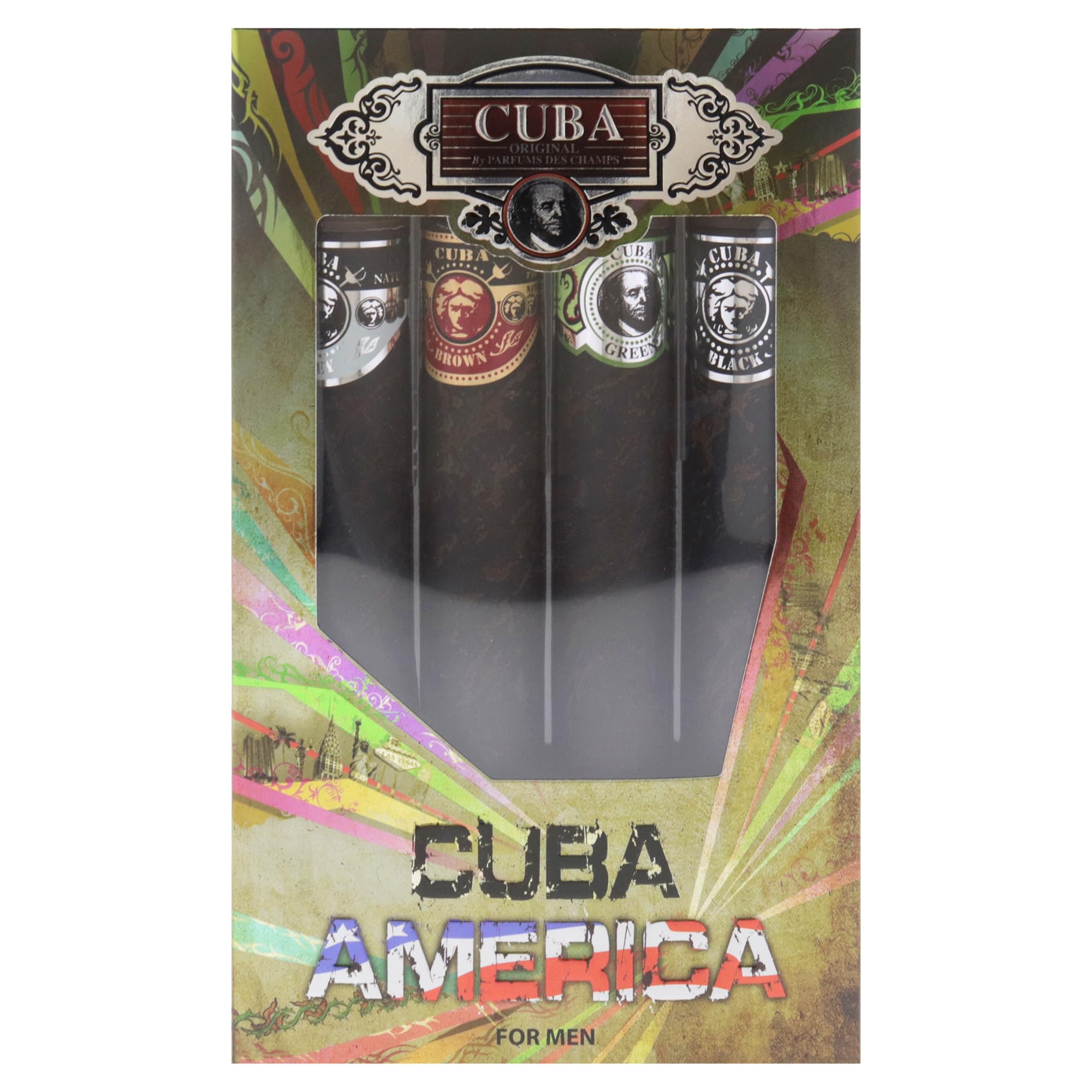 Cuba America 4-piece set packaging box shown in gift-ready presentation
