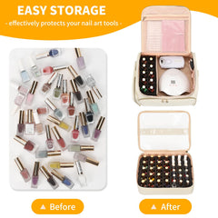 CUBETASTIC organizer opened to reveal upper layer for fast, organized bottle access.